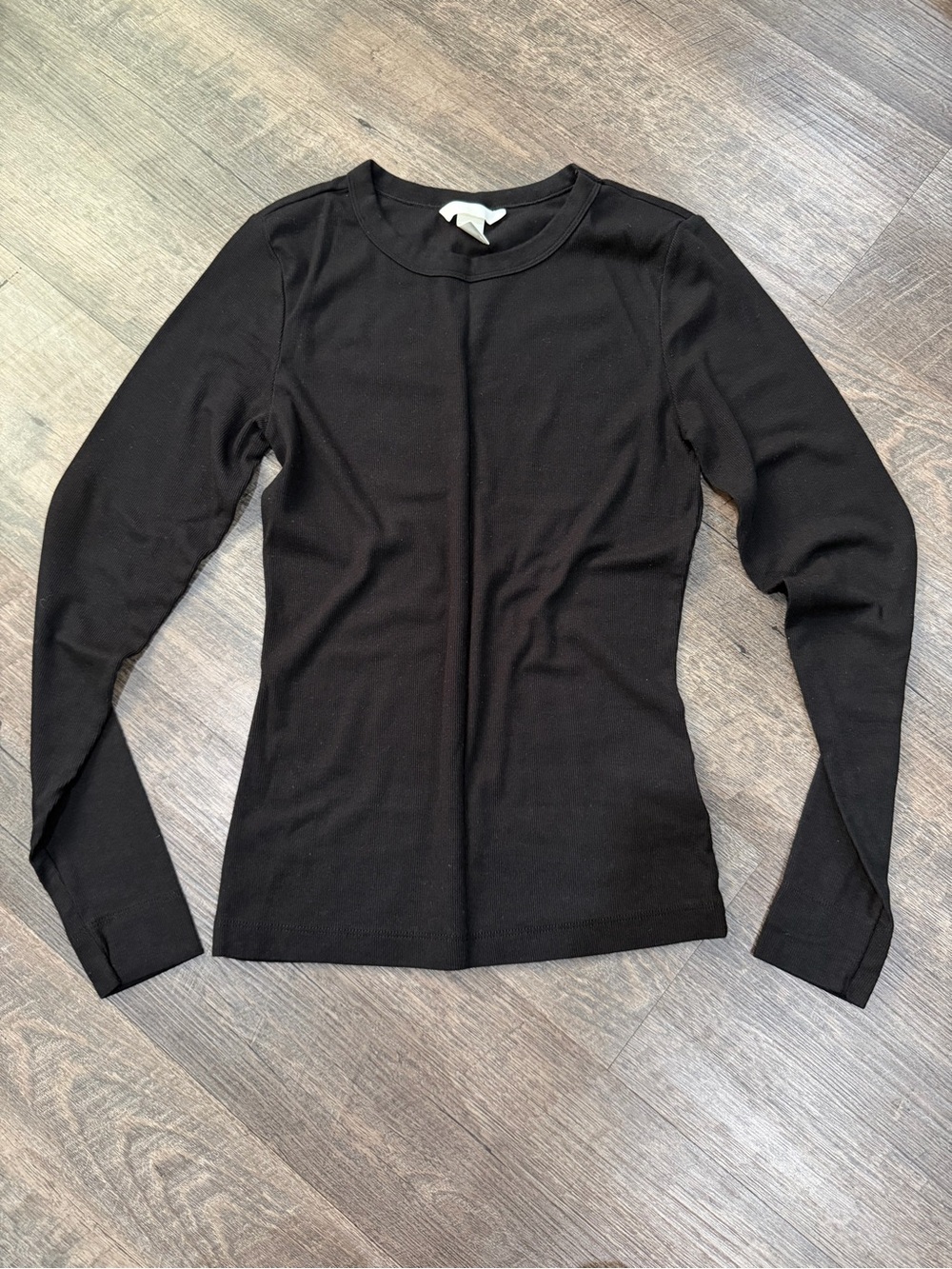 H&M Black Ribbed Long Sleeve Top